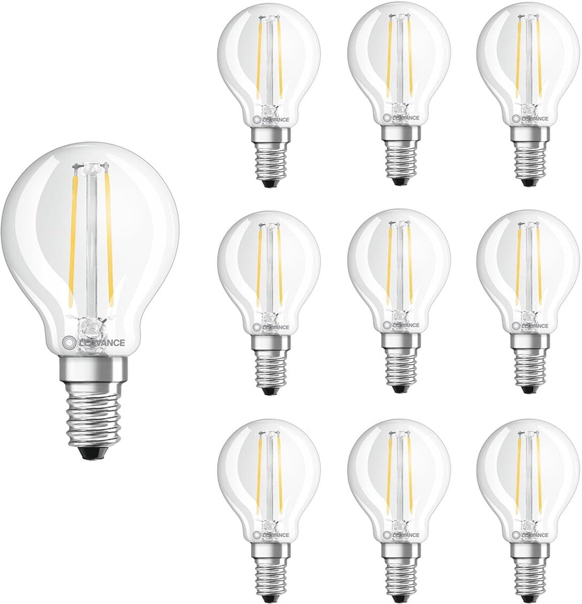 Ledvance LED Filament Kogellamp E14 - 2.5W - 250lm - 2700K - 10 stuks