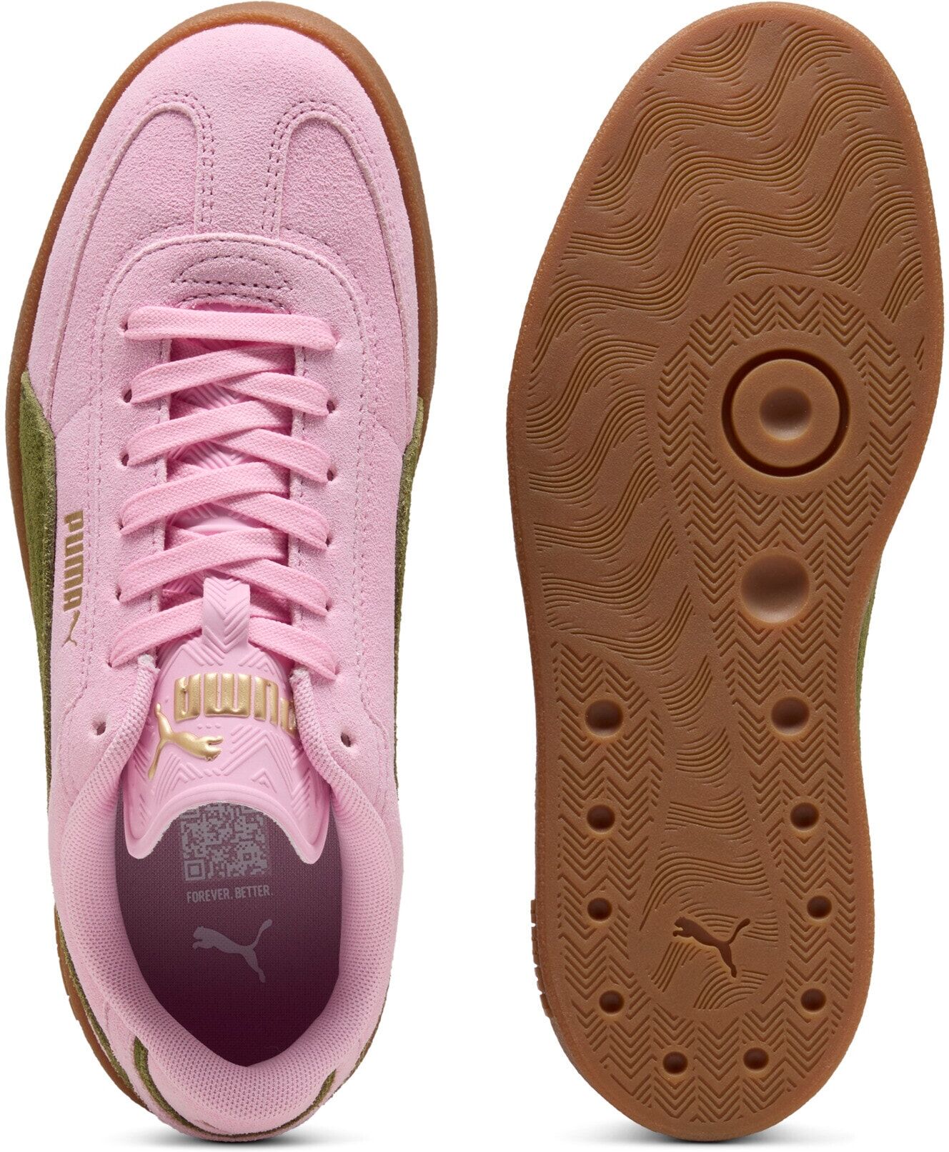 Sneaker PUMA "CLUB II ERA SUEDE", Damen, Gr. 37, pink shimmer, olive grün, Leder, unifarben, Schuhe Sneaker, für aktiven Alltag, mit SOFTFOAM+ Einlegesohle, mit Gummilaufsohle pink shimmer, olive grün 37