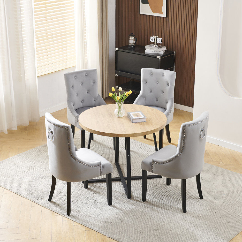 Marlow Home Co. Dining Set Grey Ring Back Chairs#4