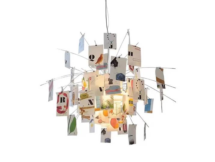 Lustre en papier Zettel français, Lampe LED suspendue pour hall d'exposition, salon, restaurant, chambre, album de designer DIY