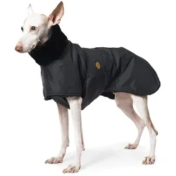 Fashion Dog gefütterter Regenmantel speziell für Windhunde, Schwarz - 55 cm