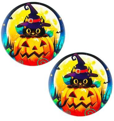 Novica Handmade Feline Halloween Decoupage Wood Coasters (Pair)