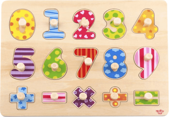 Tooky Toys Wooden 16 Piece Number Puzzle for Children 3+