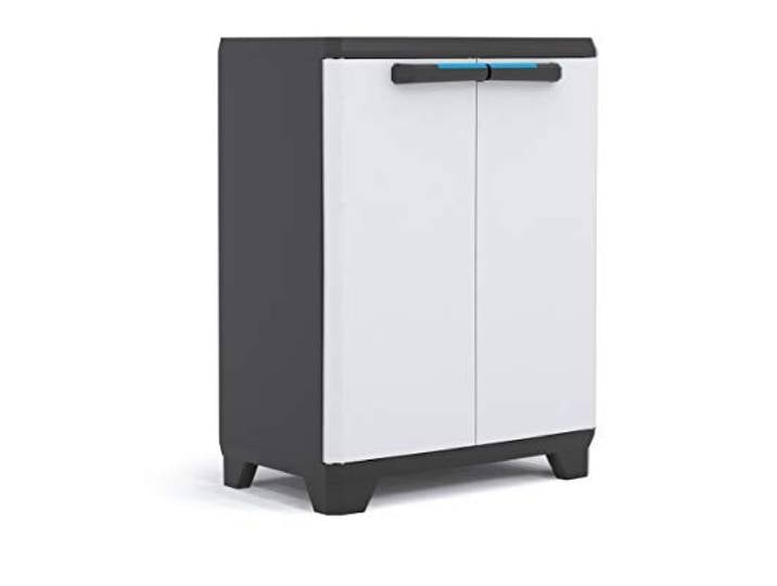 Kis 9725000 0616 02 Linear Armoire Basse Plastique Gris Clair/Noir 68 x 39 x 90 cm