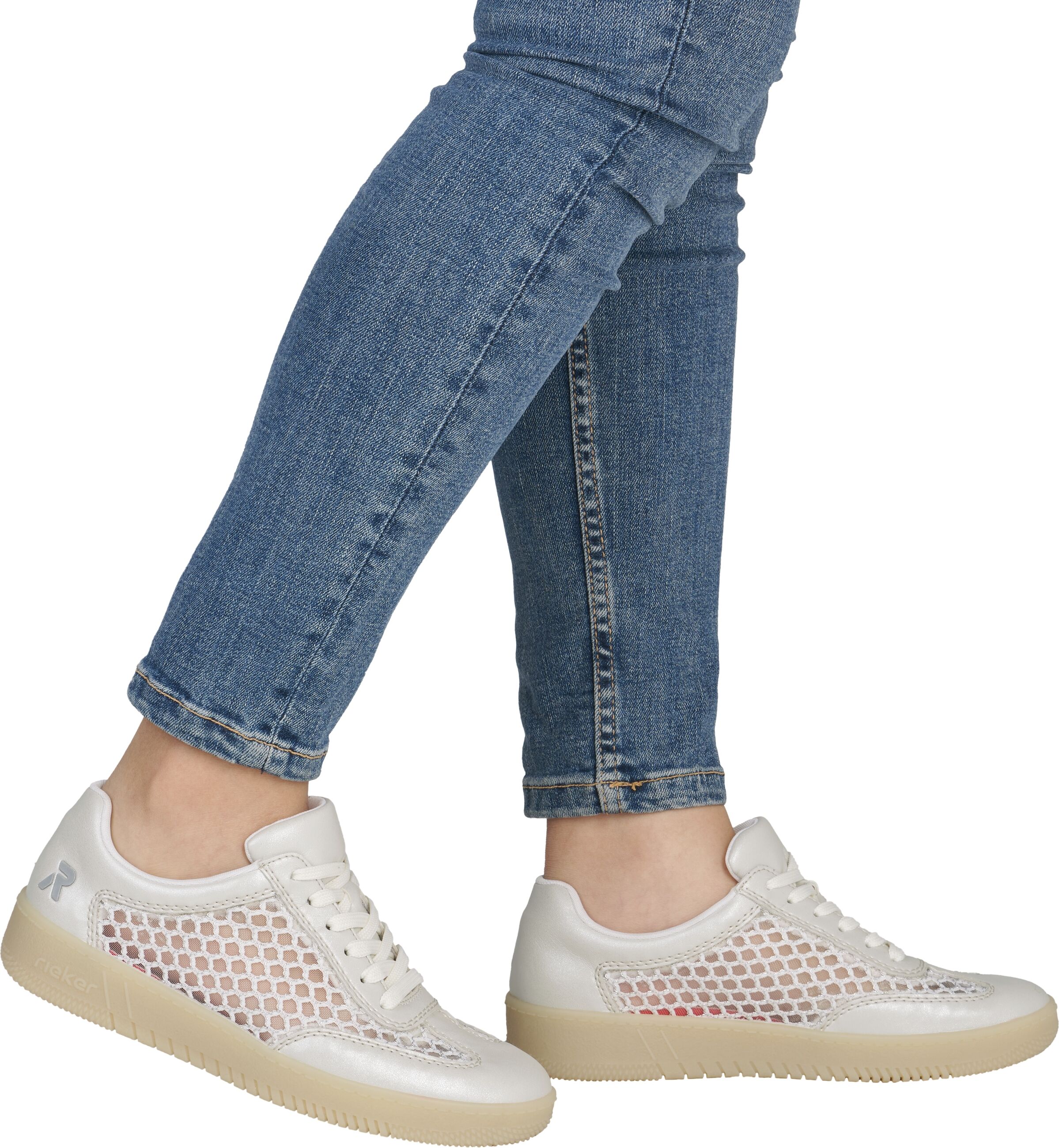Sneaker RIEKER, Damen, Gr. 41, weiß, Lederimitat, Schuhe Sneaker, Schnürschuh, Halbschuh, Freizeitsneaker weiß 41