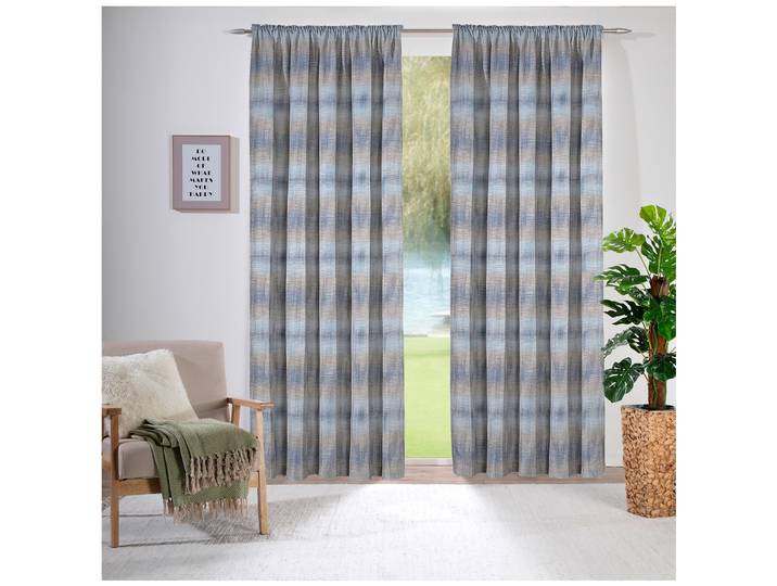 Vorhang WECKBRODT Kilian , blau (blau, grau), B:140cm H:160cm, Polyester, Gardinen, Vorhang, Gardine, Store, Dekoschal, blickdicht