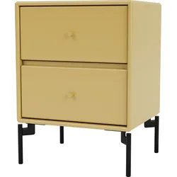 Drift Nachtschrank senffarbig mit schwarzen Beinen