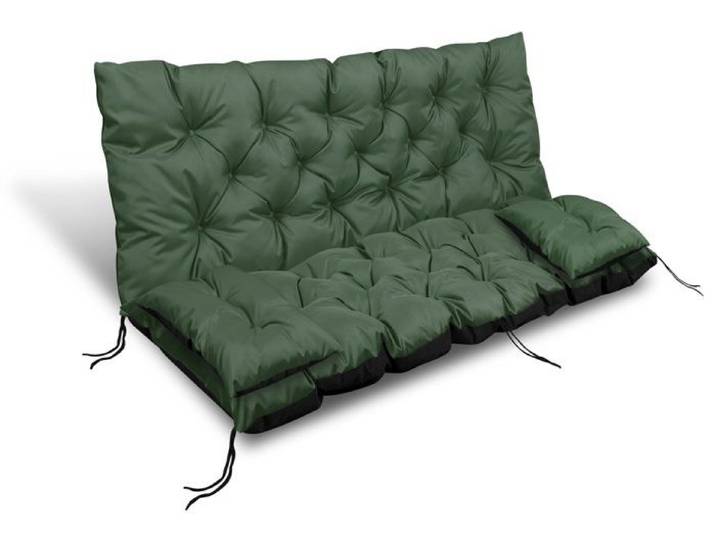Coussin de jardin 180x60x50 cm + 2 coussins pour balancelle imperméable vert