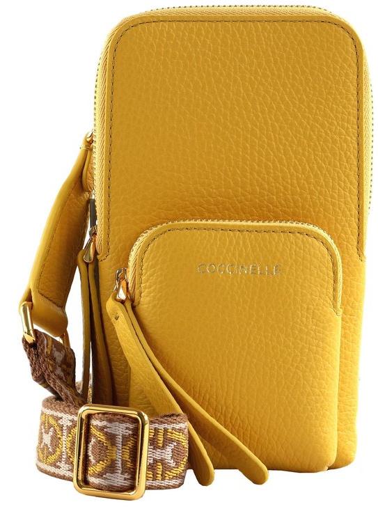 Coccinelle Pixie Handytasche, 17 x 9,5 x 2 cm, 130 g, 4 Fächer, gelbe Hardware, Farbe Soleado