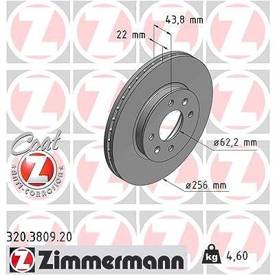 Zimmermann Bremsscheibe [Hersteller-Nr. 320.3809.20] für Kia, Hyundai