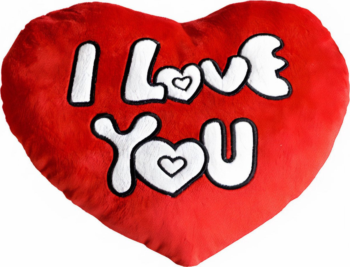 Verhaak Pluche hartvormig kussen I Love You - Grijs - 70 cm