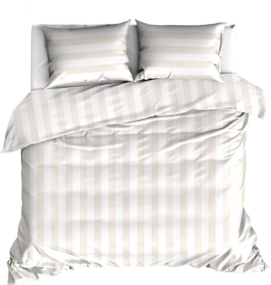 Linolux Dekbedovertrek Beach Stripe Sand voor volwassenen, 200 x 220 cm