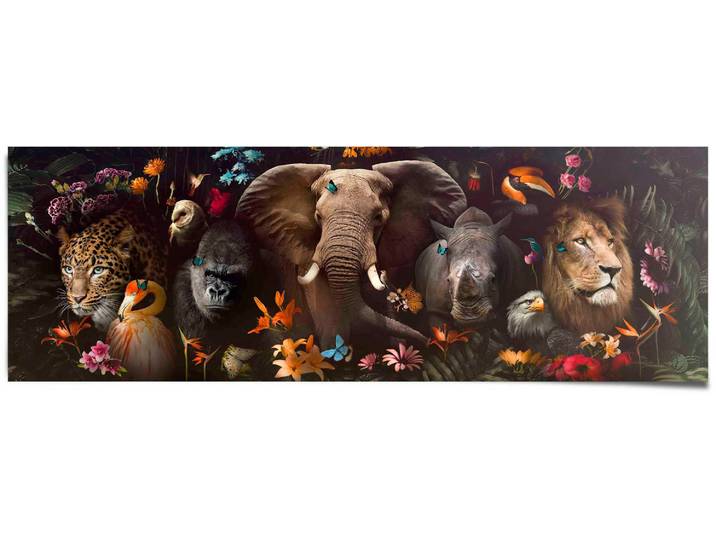 Poster REINDERS Dschungel Fantasie , bunt (farbe bild(er): bunt), B:158cm H:53cm T:0,1cm, Papier, Bilder, Poster