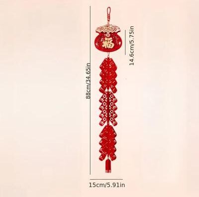 Inspired Finds 2026 Chinese New Year Hanging Firecracker & Fu Character Decoration b 1pc