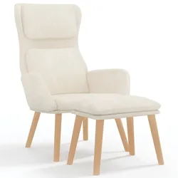 vidaXL Relaxsessel mit Hocker Cremeweiß Samt