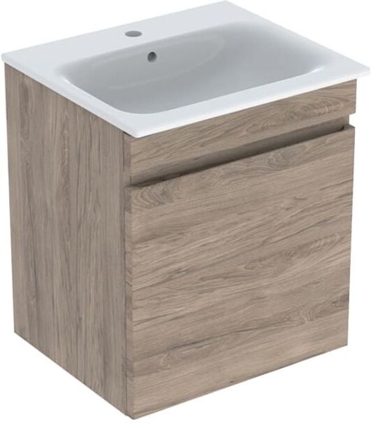 Geberit Renova Plan Möbel-Waschtisch-Set 501915JR1 60x62,2x48cm, Korpus nussbaum beschichtet, Waschtisch weiß