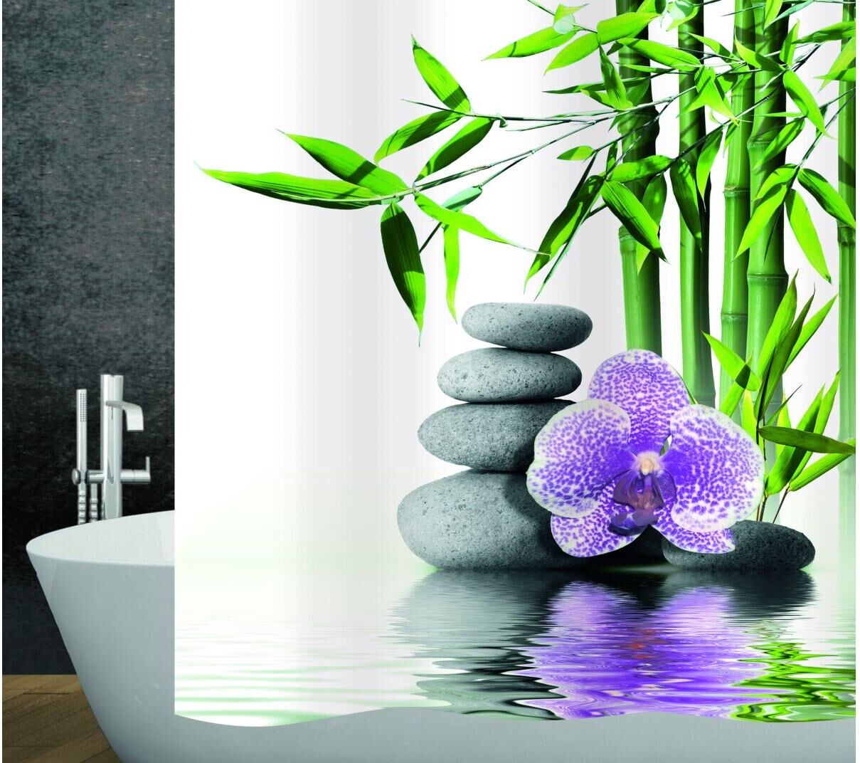 Duschvorhang DIAQUA "Spa", bunt (mehrfarbig), B:180cm H:180cm, Kunststoff, Polyester, Duschvorhänge, Duschvorhang mehrfarbig B/H: 180cm x 180cm