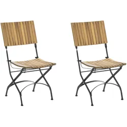 GARTENSTUHL 2er-Set ohne Armlehnen Akazienholz Hellbraun Lascari