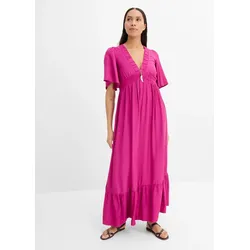bonprix Maxikleid aus fließender Viskose, pink, Gr.54, Maxikleid mit Volants und weiten Ärmeln