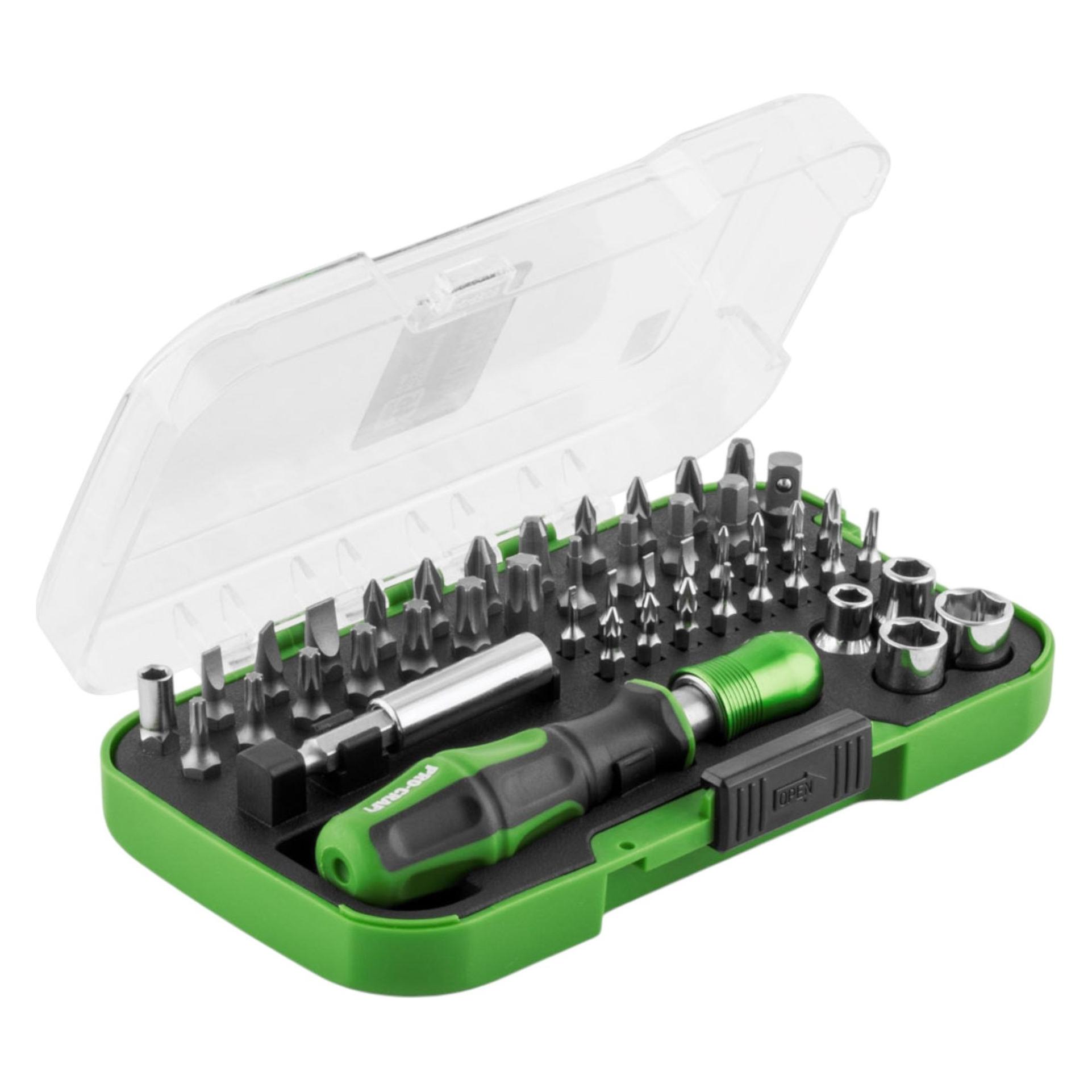 Procraft SS-46 Bit Set 46 tlg. 25 - 28 mm Phillips / Pozidriv / Torx / Hex / Schlitz (Kreuz Phillips PH, Kreuz Pozidriv PZ, Schraubschlitz) (SS-46)