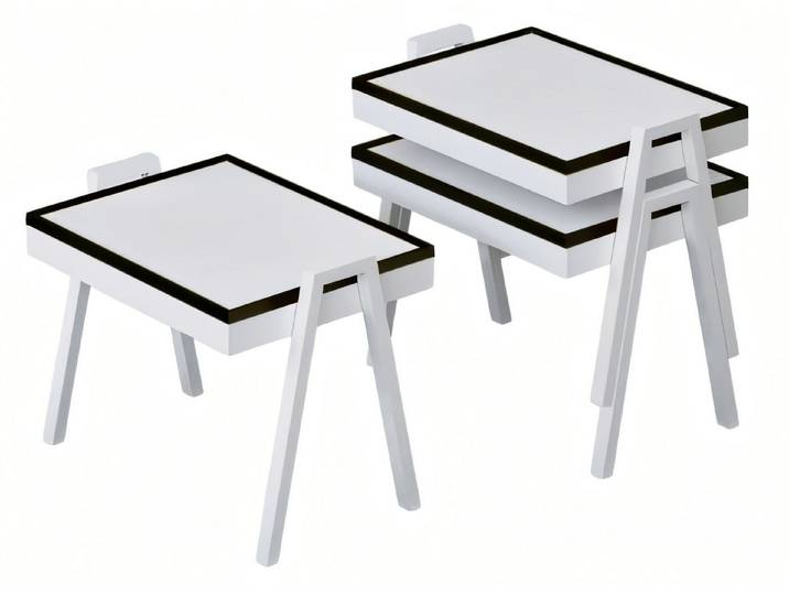 Xlmoebel Satztisch XLMOEBEL elegantes Couchtisch-Set aus weißem Holz (Set), Made in Europa