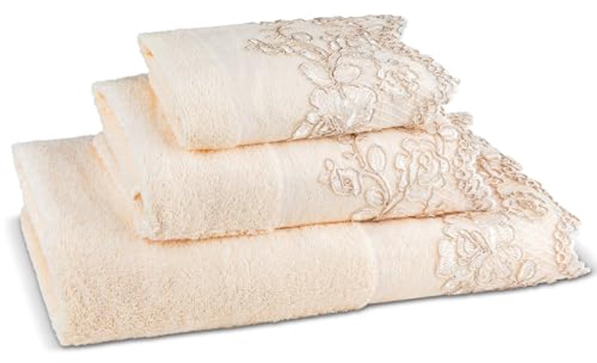 Moderne 3-delige badhanddoekenset in beige voor een stijlvolle badkamer