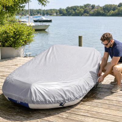 LightInthebox Kayak Rubber Boat Cover Waterproof UV Sun Dust Protection Inflatable Boat Dinghy Cover Storage Fit 12-17ft Boat Protection Cover Black S Length 380cm