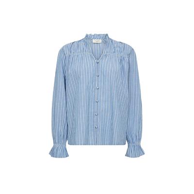 Blusentop NORR "NORR Shirt NO", Damen, Gr. 36, blau stripe, Obermaterial: 100% Baumwolle, Blusen Blusentop