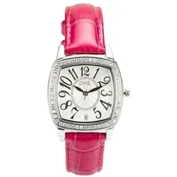 DIAMONIQUE® Damenuhr Quarzwerk = 0,52ct Lederband