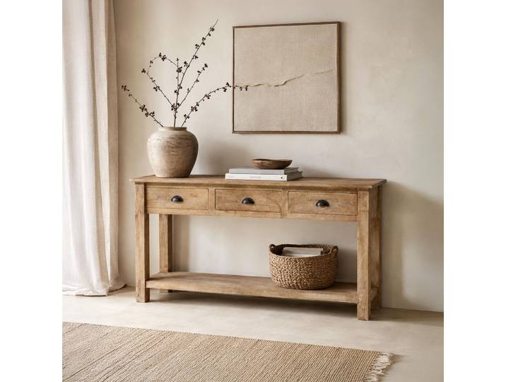 Console en bois naturel 3 tiroirs - Timber