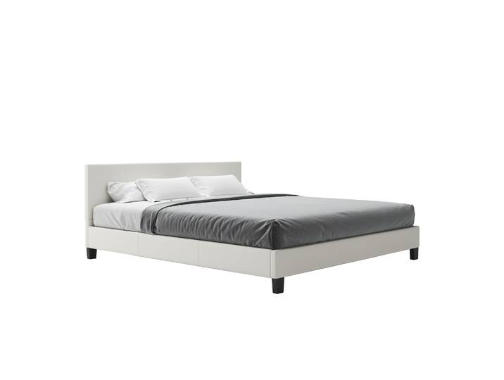 Lederbett DOZE 180 x 200 cm weiss