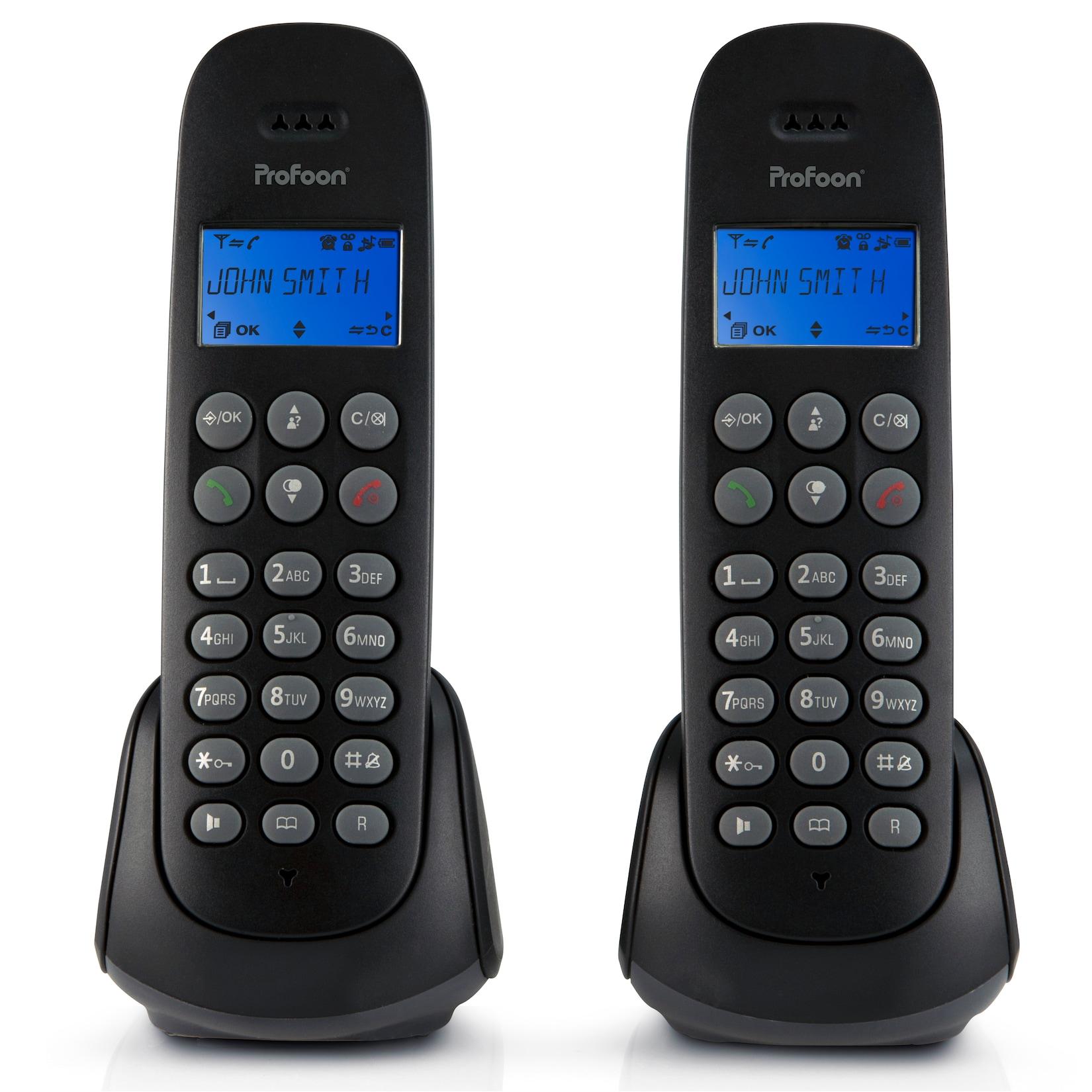 Profoon Schnurloses Telefon mit 2 Mobilteilen Schwarz