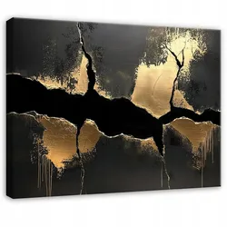 LEINWAND BILDER Abstrakt Marmor Schwarz Gold Modern Leinwandbild Wohnzimmer 120x80