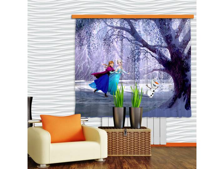 Ag Art - Voilage Elsa & Anna La Reine Des Neiges Disney Largeur 2x90 Cm X Hauteur 160 Cm