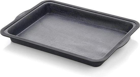 Zwarte rechthoekige bakplaat van silicone, B/D/H: 36 x 26 x 4 cm