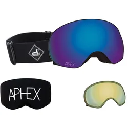 APHEX XPR THE ONE EDITION Magnet Schneebrille 2027 black strap/revo blue + Zusatzglas yellow