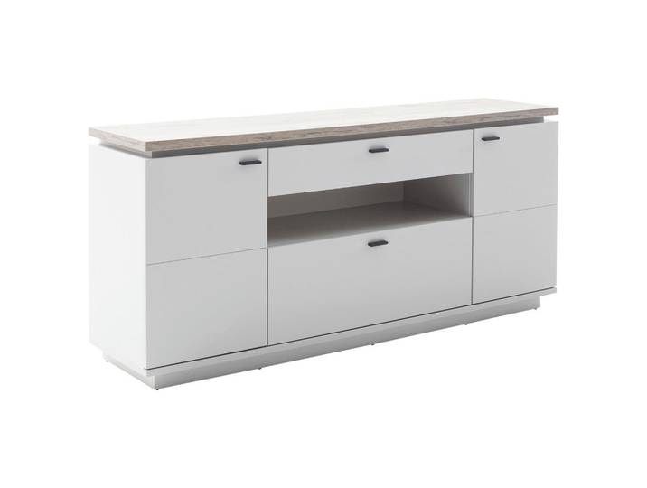 Stylife Sideboard, Grau, Weiß, 4 Fächer, 2 Schublade(n) Schubladen, 180x81x44 cm, Beimöbel erhältlich, Beleuchtung, Wohnzimmer, Kommoden & Sideboards, Sideboards