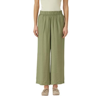 Culotte S.OLIVER, Damen, Gr. 44, N-Gr, grün (summer khaki), Web, Obermaterial: 84% Viskose, 16% Polyamid, unifarben, weit 7/8-Länge, Hosen Culotte, weite Passform, fließende Qualität