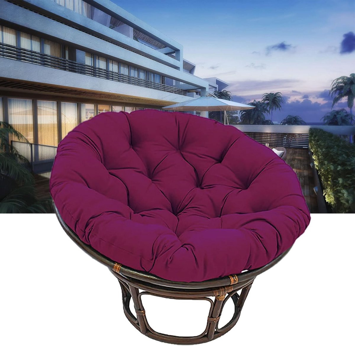 Paars Stoelkussen Hangmat - Rond Papasan Kussen - Ø180cm