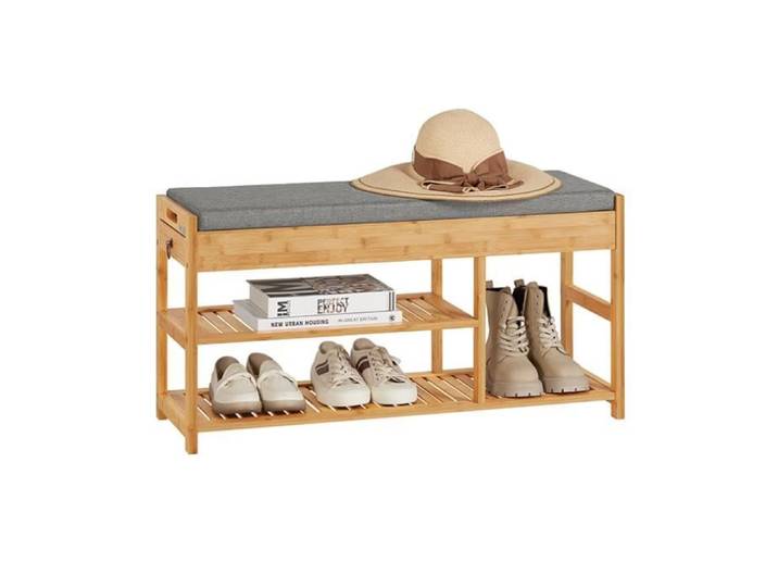 SoBuy FSR47-N Meuble à Chaussures Banc de Rangement Chaussures Étagère à Chaussures avec tiroirs Latéraux et coussin rembourré