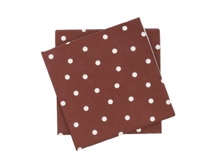 Scandi Essentials Fine dots serviette en papier rouge vin-blanc, lot de 20, 33x33 cm