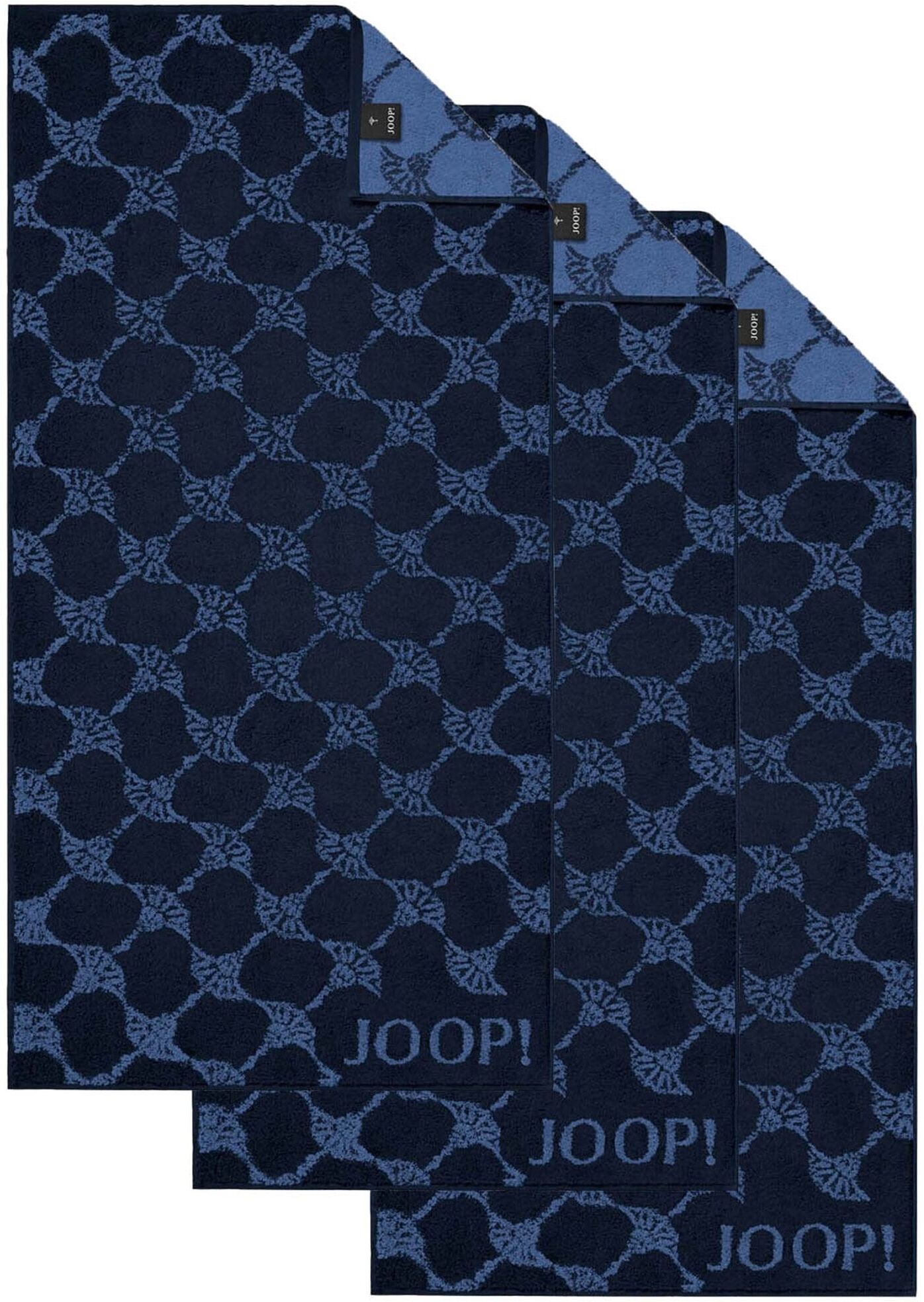 Joop! Handtuch JOOP "Handtuch Classic / Infinity / Signature 3er Pack", blau (blau cornflower), B:50cm, Obermaterial: 100% Baumwolle CO., Handtücher