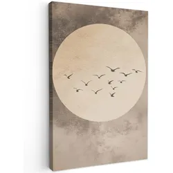 LEINWANDBILD Vogel - Beige - Japanisch Wanddeko 40x60 cm