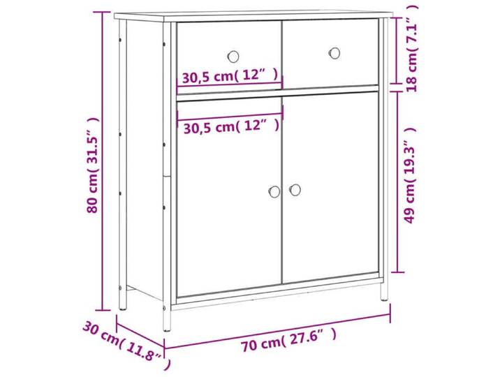 Buffet bahut Placard de rangement - Brun Buffet - Chêne fumé - 70x30x80 cm - bois d'ingénierie - 151615877