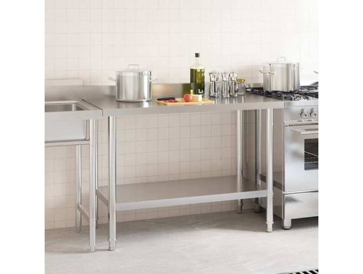 Meilleure MEUBLE Table de travail de cuisine avec dosseret 120x60x93 cm Inox&01_6559