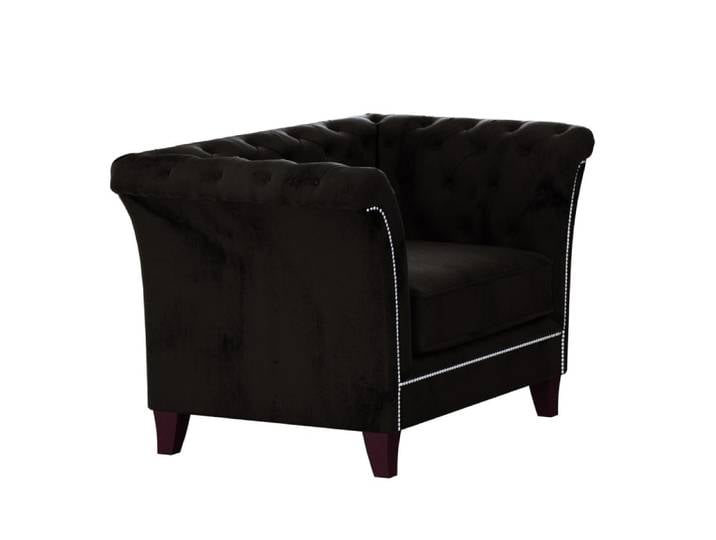 Fauteuil Chesterfield en velours, noir