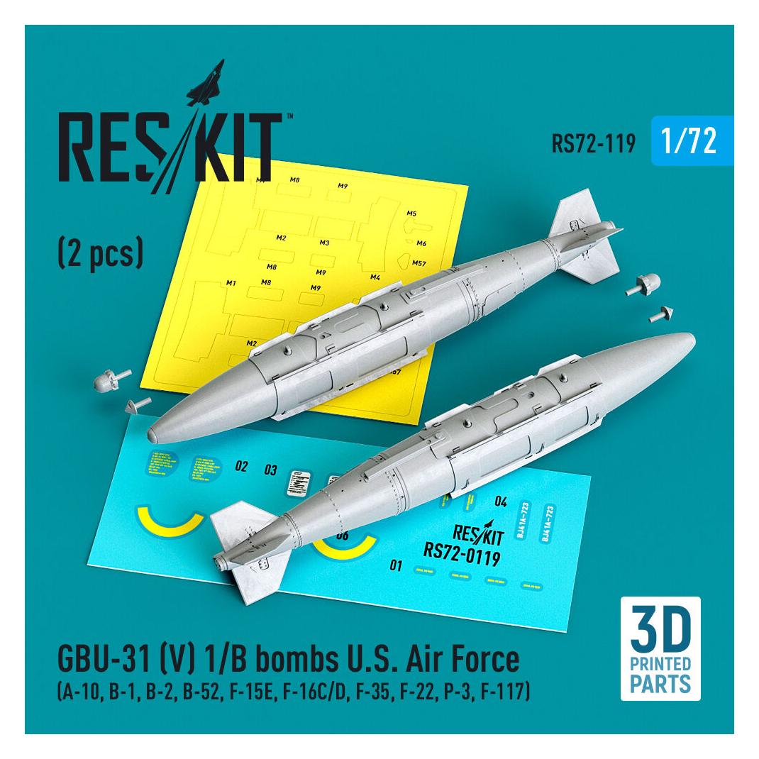 ResKit GBU-31 (V) 1/B bombs U.S. Air Force (2 pcs) (A-10, B-1, B-2, B-52, F-15E, F-16C/D, F-35, F-22, P-3 (RS72-0119)