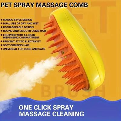 Inspired Finds 3 In 1 Steam Dog Brush For Gentle Pet Grooming And Deshedding green