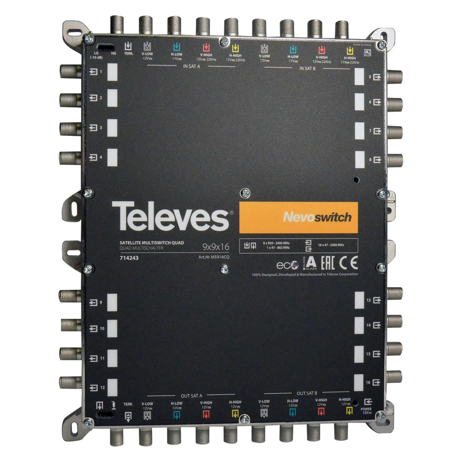 Televes 714203 Satblock-Verteilung 9 Eingänge 16 Ausgänge (Multischalter) (714203)