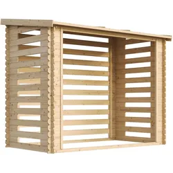KAMINHOLZREGAL aus Holz 2,55 m2, Brennholzunterstand mit Pultdach, ca. 4,3 m3 Brennholzkapazität, 232 x 146 x 199 cm (B x T x H)